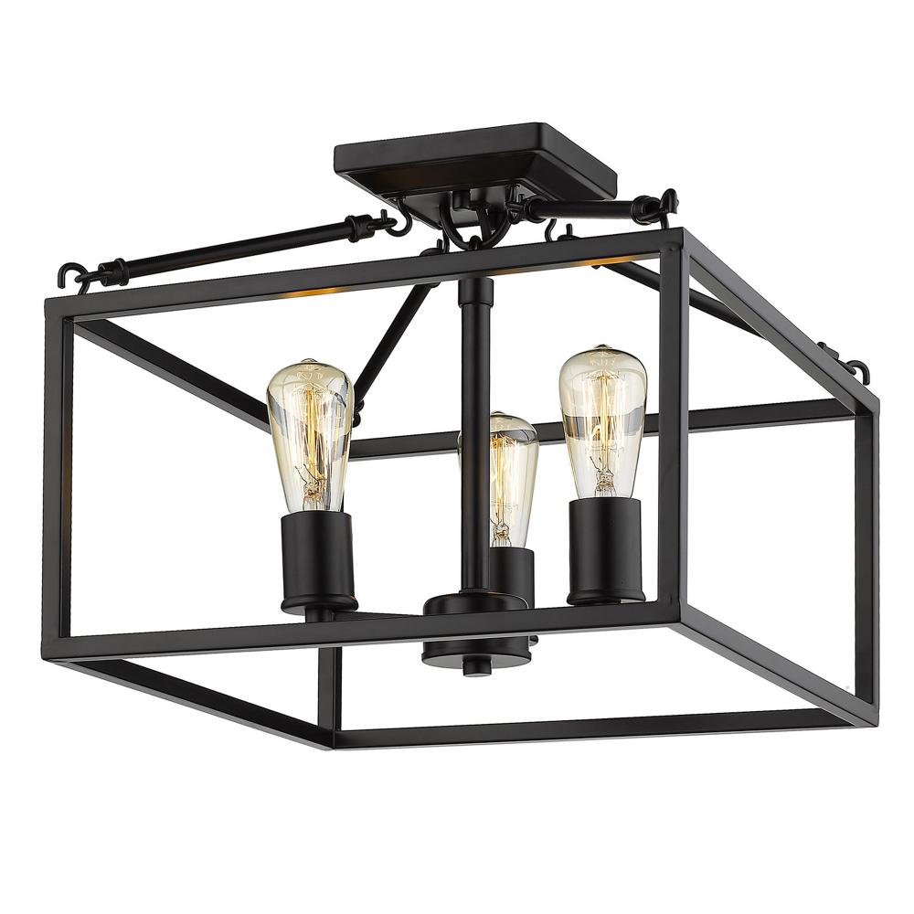 Wesson 3-Light Semi-Flush Mount in Black : 2072-SF BLK | COFFMAN